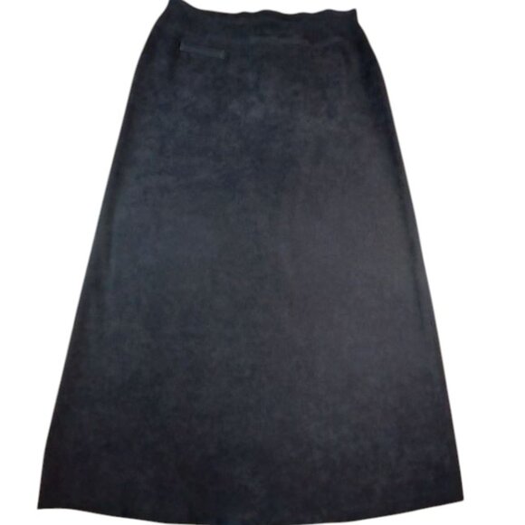 Jupe Simon Chang Faux Suède Femme Taille 14 Longue Maxi Noire - Picture 2 of 8